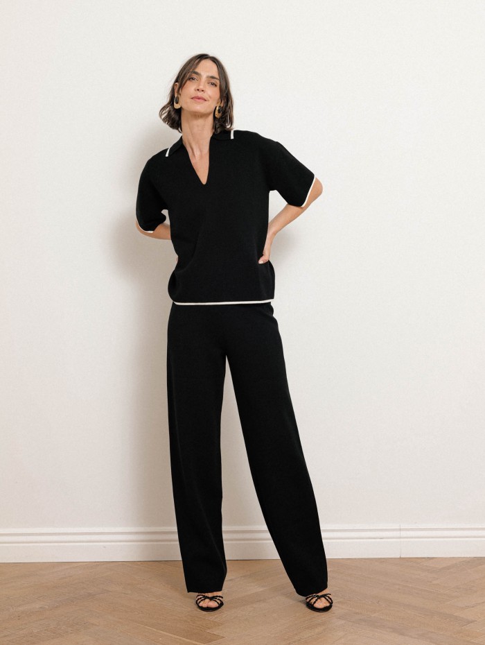 Pantalon fluide noir à taille élastiquée - Furetto - Max Mara