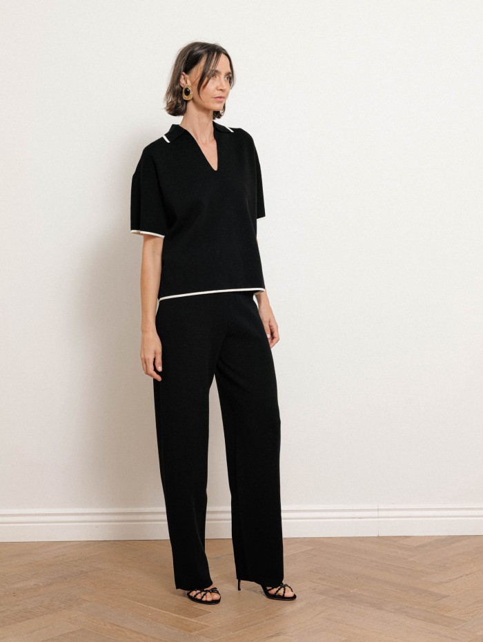 Pantalon fluide noir à taille élastiquée - Furetto - Max Mara