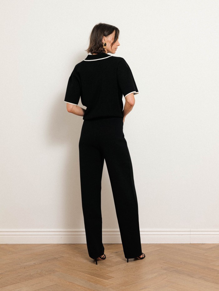 Pantalon fluide noir à taille élastiquée - Furetto - Max Mara