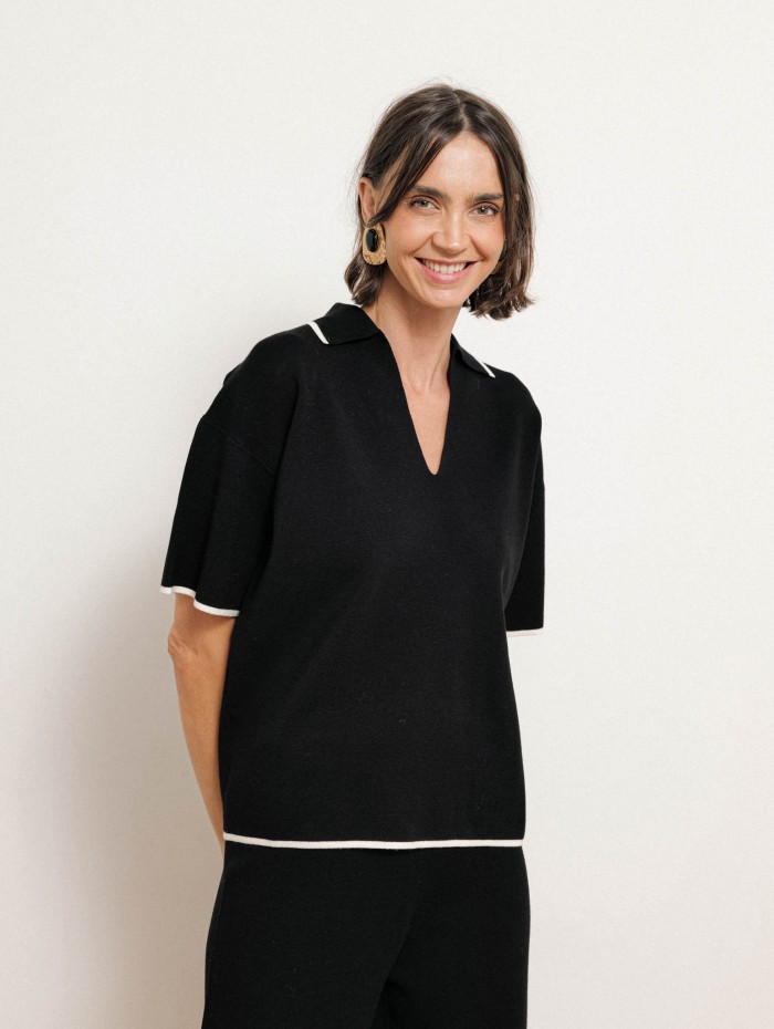 Pull manches courtes à liserés contrastants - Oncia - Max Mara