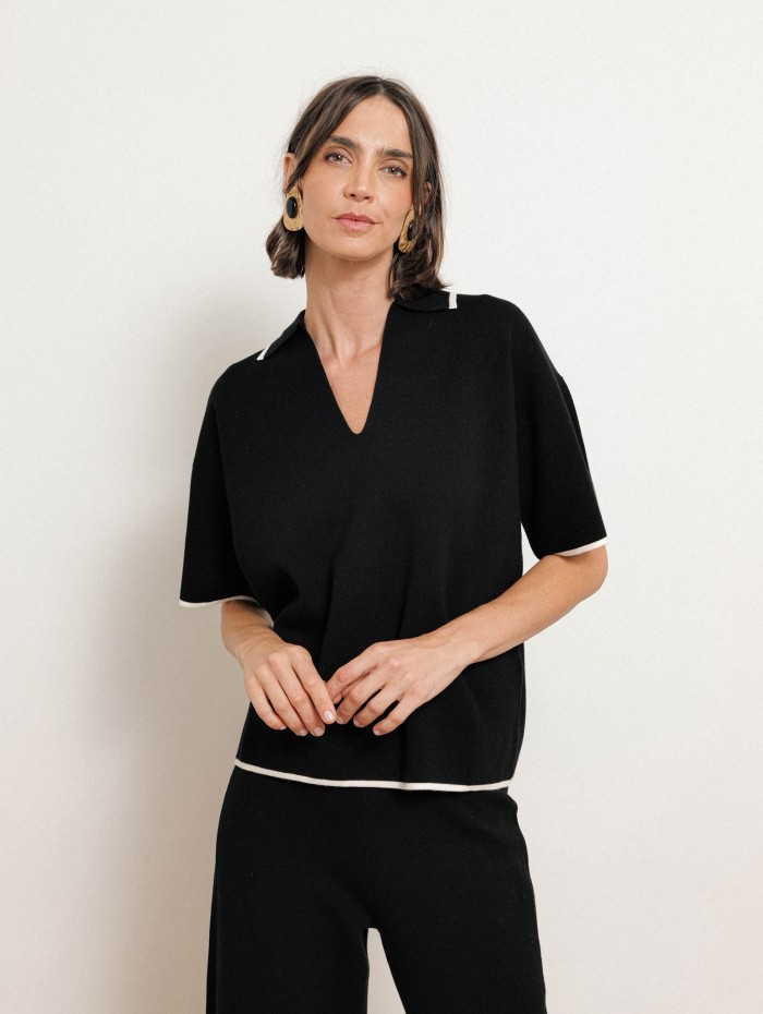 Pull manches courtes à liserés contrastants - Oncia - Max Mara