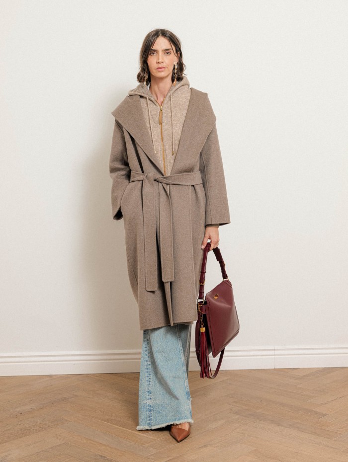 Manteau beige à capuche en laine vierge - Romolo - Max Mara