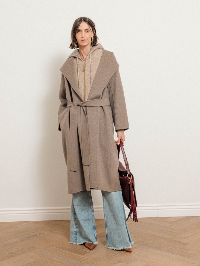 Manteau beige à capuche en laine vierge - Romolo - Max Mara