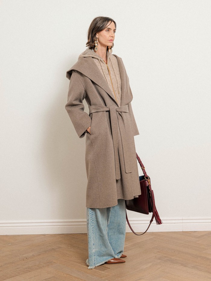 Manteau beige à capuche en laine vierge - Romolo - Max Mara