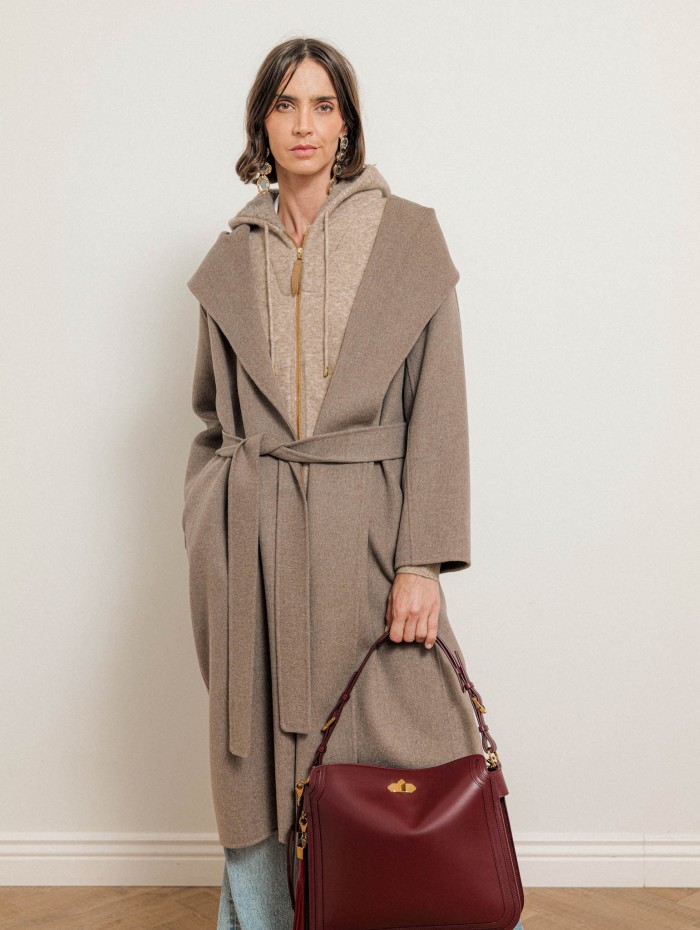 Manteau beige à capuche en laine vierge - Romolo - Max Mara