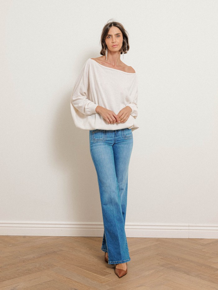 Pull écru col bateau avec tour de cou - Maglia - Stella Jean