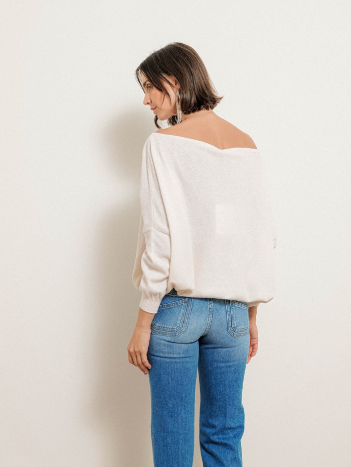Pull écru col bateau avec tour de cou - Maglia - Stella Jean