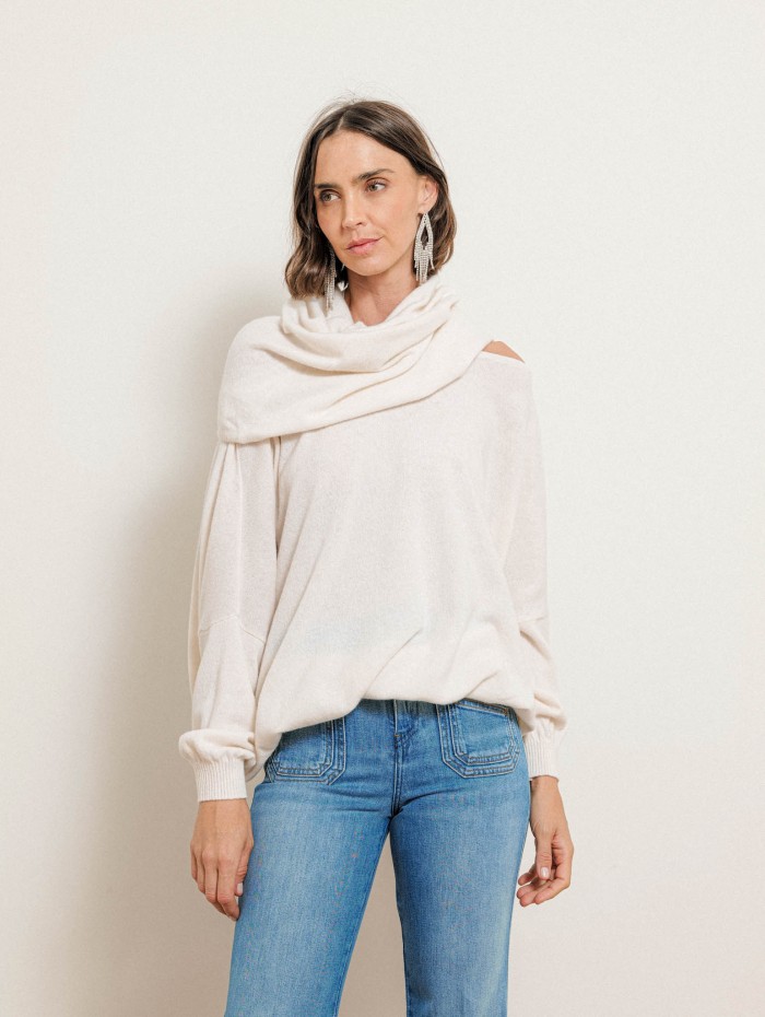Pull écru col bateau avec tour de cou - Maglia - Stella Jean