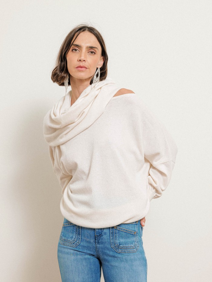 Pull écru col bateau avec tour de cou - Maglia - Stella Jean