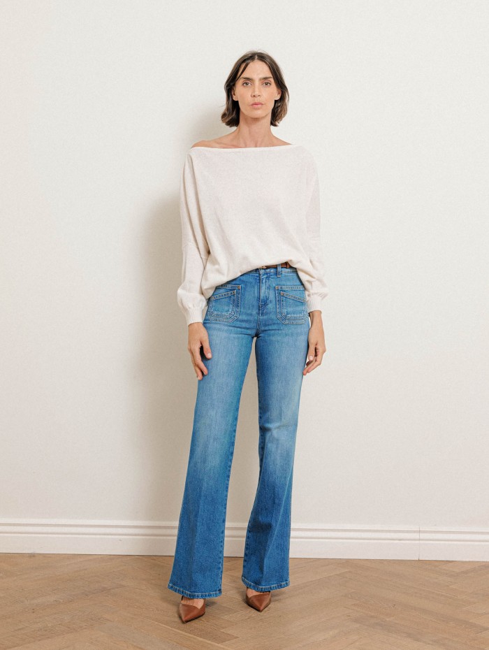 Pull écru col bateau avec tour de cou - Maglia - Stella Jean