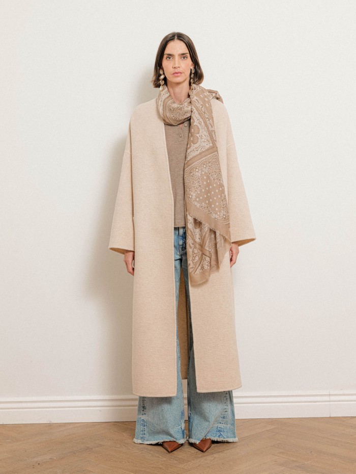 Manteau long en laine et cachemire - Beige - N.8