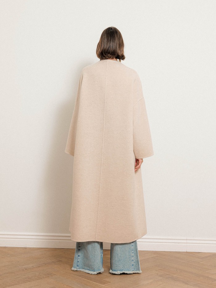 Manteau long en laine et cachemire - Beige - N.8