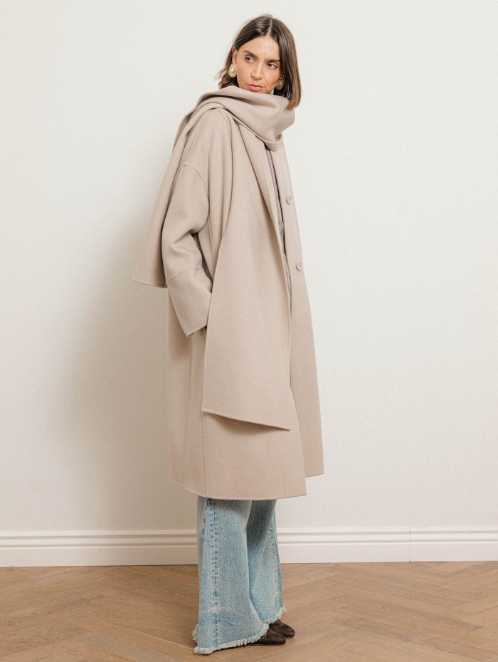 Manteau droit en laine vierge avec écharpe - Melodia  - Max Mara