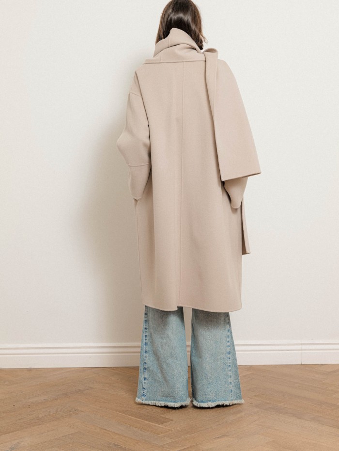 Manteau droit en laine vierge avec écharpe - Melodia  - Max Mara