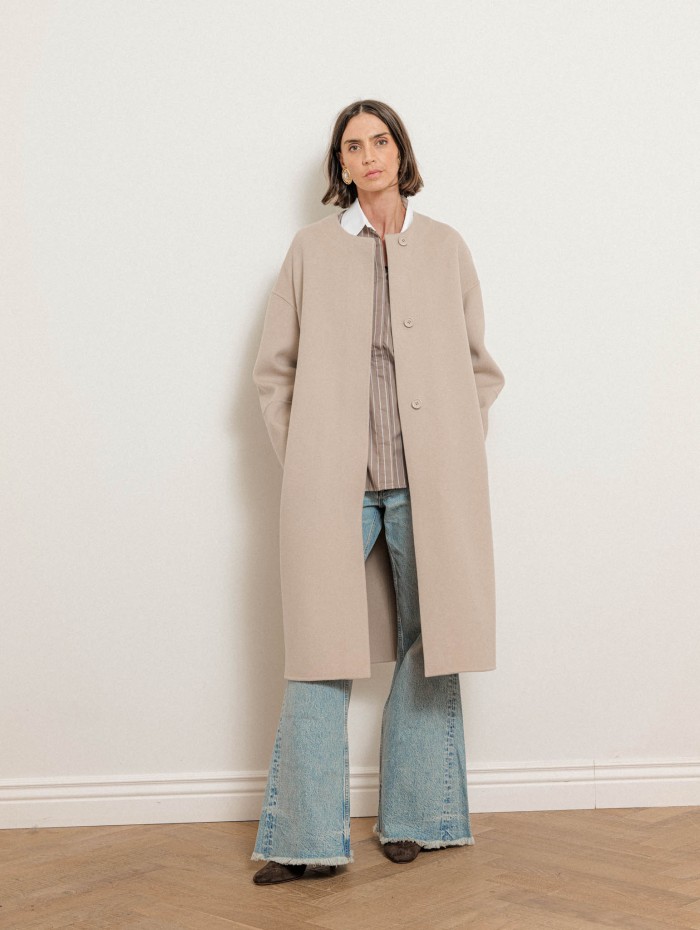 Manteau droit en laine vierge avec écharpe - Melodia  - Max Mara