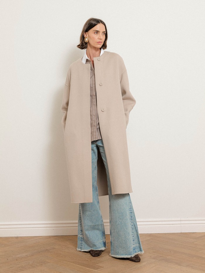 Manteau droit en laine vierge avec écharpe - Melodia  - Max Mara
