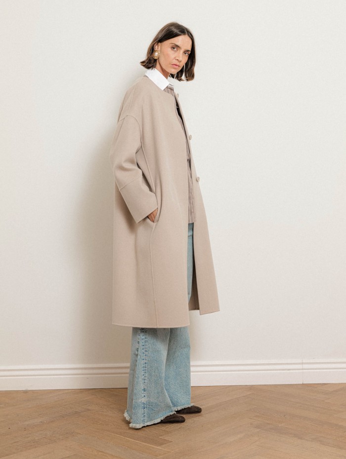 Manteau droit en laine vierge avec écharpe - Melodia  - Max Mara