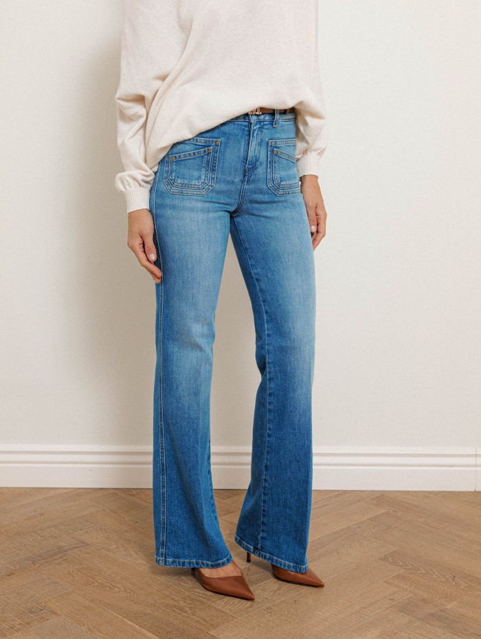 Jean flare bleu délavé - Rick - Ines de la Fressange