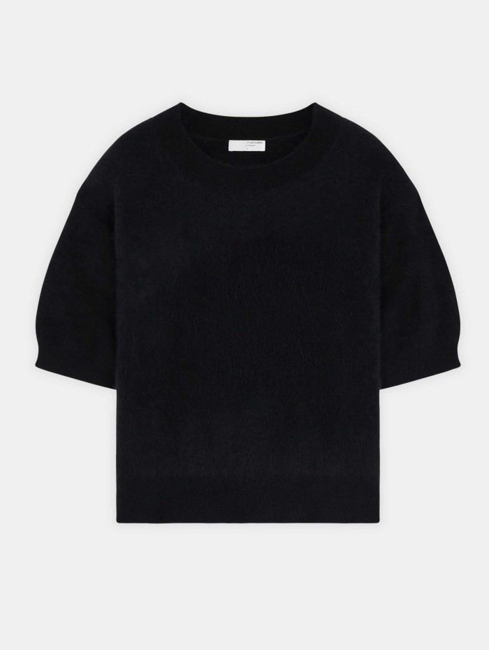 Pull col rond manches courtes - Bleu marine - Majestic filatures