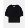 Pull col rond manches courtes - Bleu marine - Majestic filatures