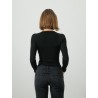 Pull manches raglan en laine mérinos et soie - Noir - Majestic Filatures