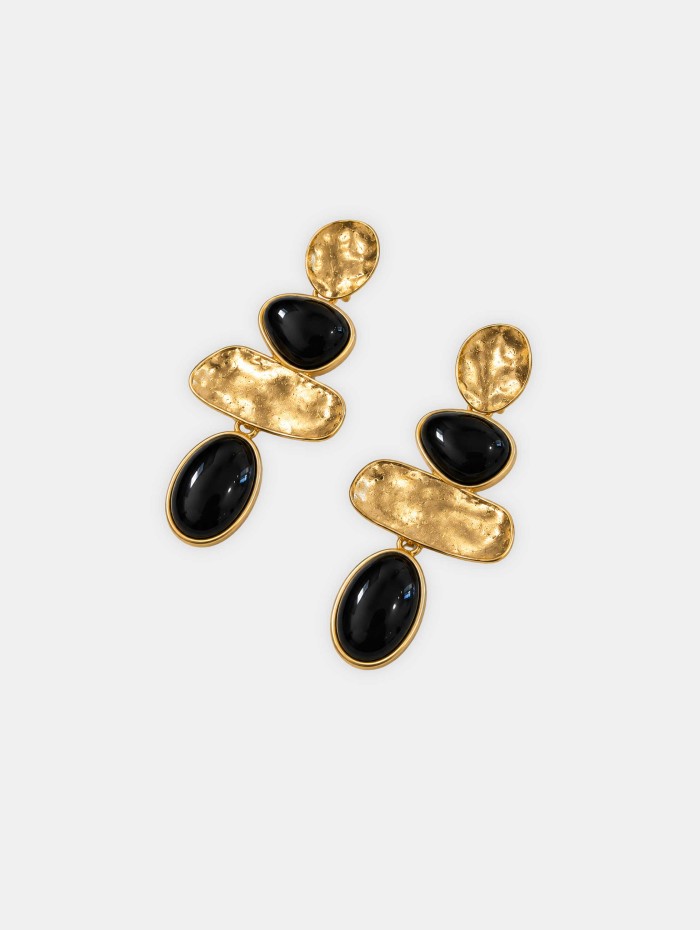 Boucles d'oreilles dorées et noires Charly | 26 Avenue