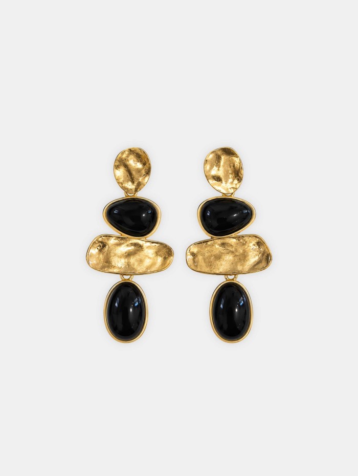 Boucles d'oreilles dorées et noires Charly | 26 Avenue