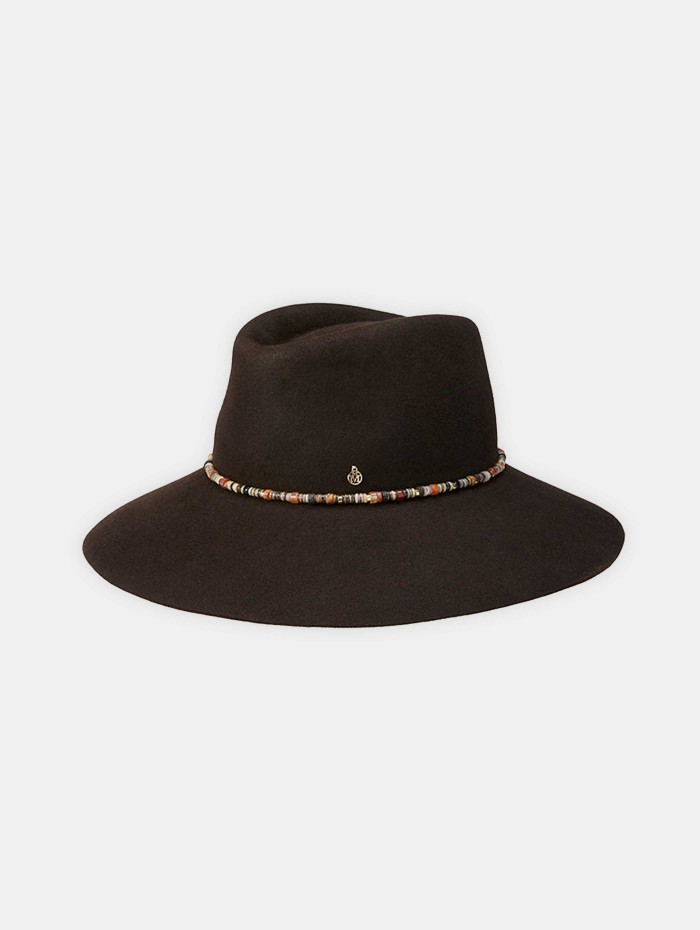 Chapeau fedora brun foncé à perles - Lauren - Maison Michel