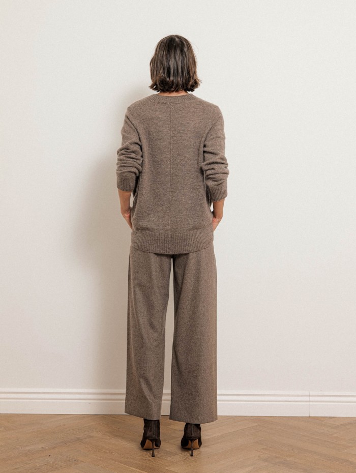 Pantalon fluide marron glacé en laine vierge - Floria - Max Mara