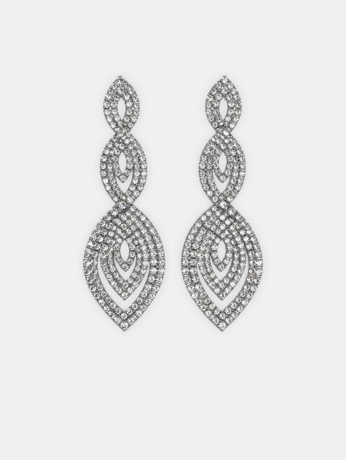 Boucles d'oreilles argentées à strass Gatsby | 26 Avenue