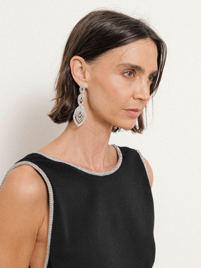 Boucles d'oreilles argentées à strass Gatsby | 26 Avenue