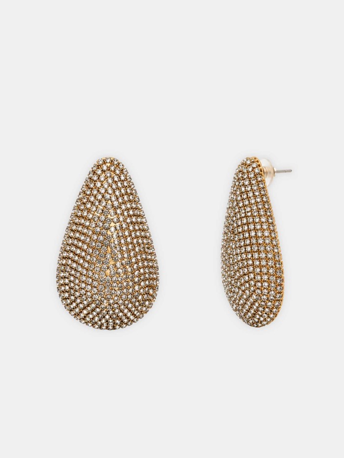 Boucles d'oreilles gouttes à strass fond doré | 26 Avenue