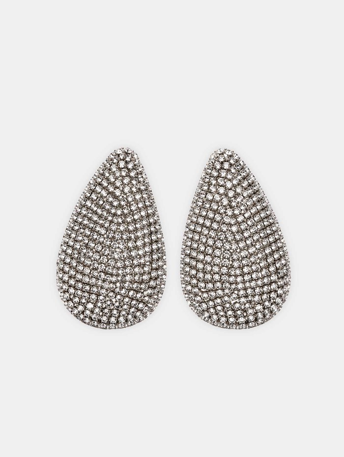 Boucles d'oreilles gouttes à strass fond argenté | 26 Avenue