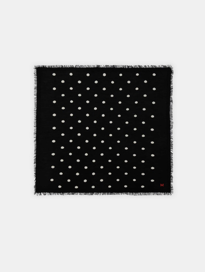 Foulard carré noir à pois - Noir  - Majestic Filatures