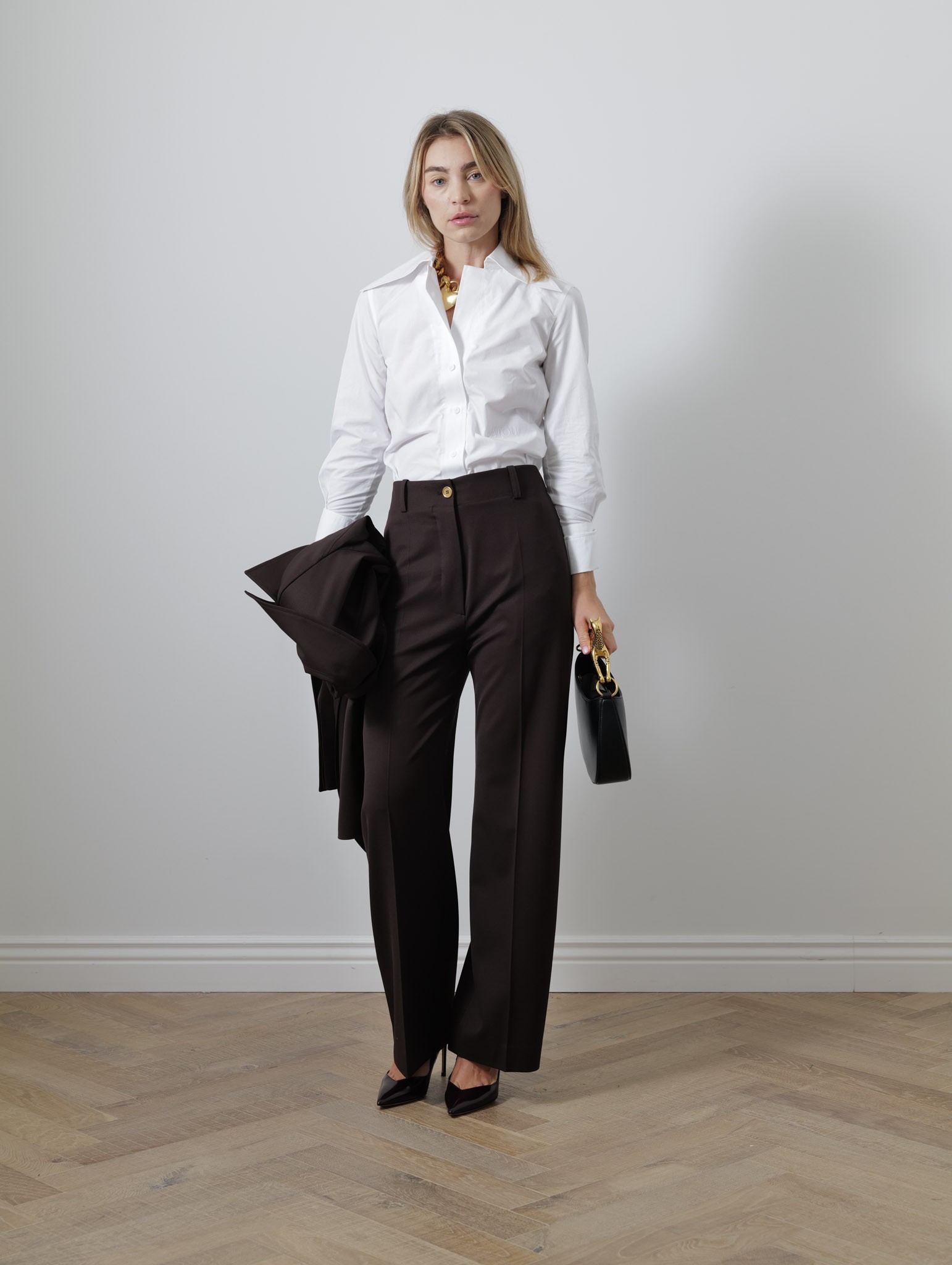 Chemise Oxford blanche avec logo brodé Rigby Go